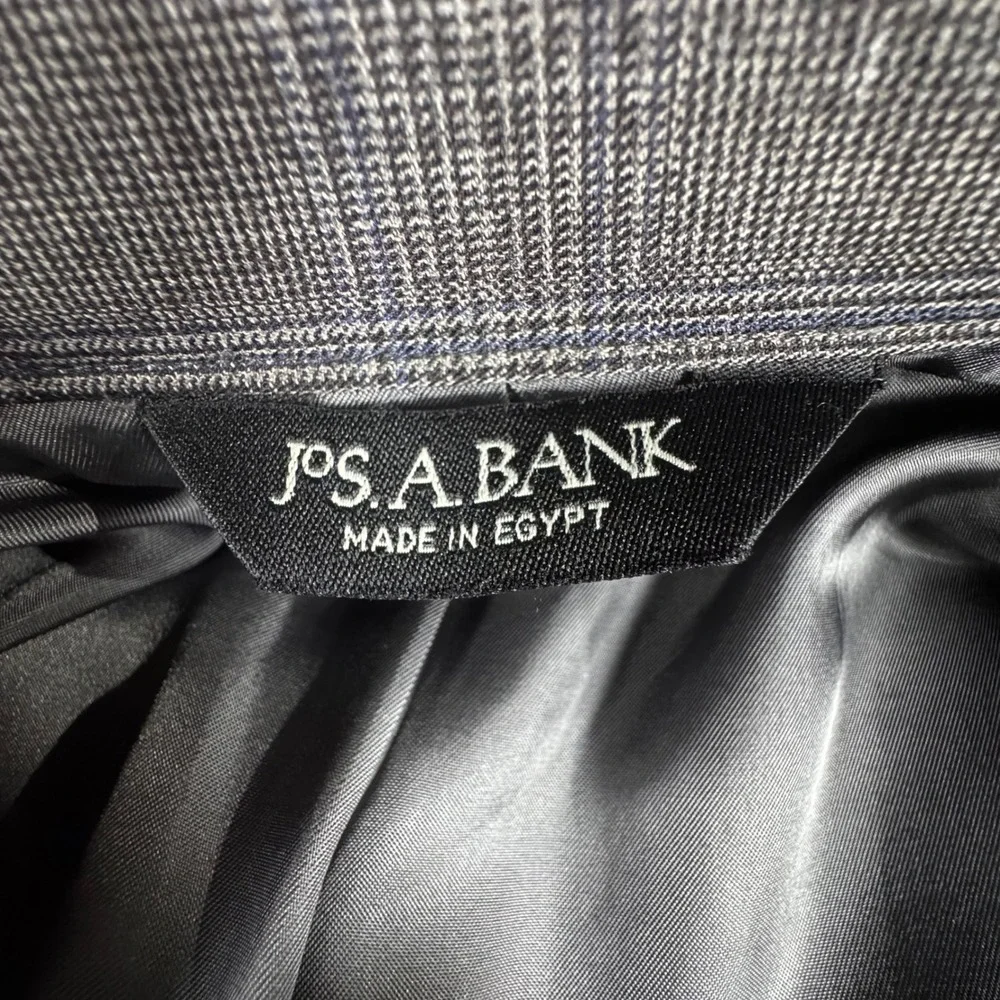 Jos. A. Bank Sport Coat Mens 44R Grey Excellent Wool Glen Plaid Blazer
